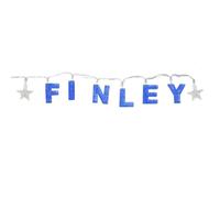 Mulberry Studios FINLEY - Indoor Decorative LED String Lights Hanging Decorations Light Up Your Name in LED Blue Lights
