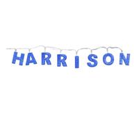 Mulberry Studios HARRISON - Indoor Decorative LED String Lights Hanging Decorations Light Up Your Name in LED Blue Lights