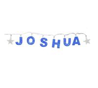 Mulberry Studios JOSHUA - Indoor Decorative LED String Lights Hanging Decorations Light Up Your Name in LED Blue Lights