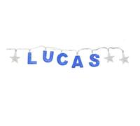 Mulberry Studios LUCAS - Indoor Decorative LED String Lights Hanging Decorations Light Up Your Name in LED Blue Lights