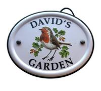 Mulberry Studios Men's Decorative Bird Garden Sign - David's Garden in White Mulberry Studios White