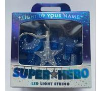 Mulberry Studios SUPER HERO - Indoor Decorative LED String Lights Hanging Decorations Light Up Your Name in LED Blue Lights