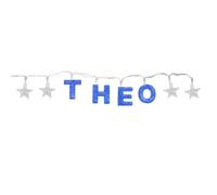 Mulberry Studios THEO - Indoor Decorative LED String Lights Hanging Decorations Light Up Your Name in LED Blue Lights