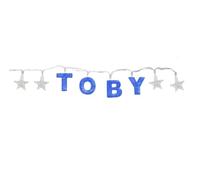 Mulberry Studios TOBY - Indoor Decorative LED String Lights Hanging Decorations Light Up Your Name in LED Blue Lights