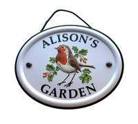 Mulberry Studios Women's Decorative Bird Garden Sign - Alison's Garden in White Mulberry Studios White