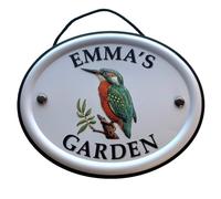 Mulberry Studios Women's Decorative Bird Garden Sign - Emma's Garden in White Mulberry Studios White