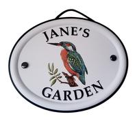 Mulberry Studios Women's Decorative Bird Garden Sign - Jane's Garden in White Mulberry Studios White