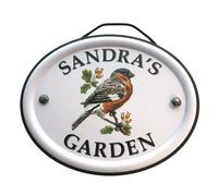 Mulberry Studios Women's Decorative Bird Garden Sign - Sandra's Garden in White Mulberry Studios White