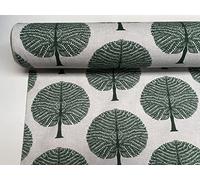 Mulberry Tree 100% Cotton Fabric Natural Material Home Decor Curtain Upholstery - 140cm Wide Canvas (Sold by The Metre) Green