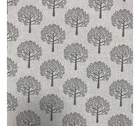 Mulberry Tree Grey Design Cotton Rich Linen Look Fabric For Curtains Blinds Craft Quilting Patchwork & Upholstery 55" 140cm Wide - Sold by the Metre