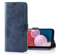 Mulbess Magnetic Case for Samsung Galaxy A13 4G / 5G, Folio Cover with Kickstand, Magnetic Leather, Credit Card Slot, Vintage Dark Blue