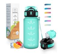 Mulbijeo Drinking Bottle 500 ml, Leak-Proof, Suitable for Carbonated Drinks, Children's BPA-Free, Water Bottle with Straw, Time Stimulation, Bottle for Jogging, School, Office, Sports