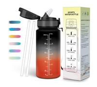 Mulbijeo Drinking Bottle, Leak-Proof, Children's Water Bottle, 500 ml, BPA-Free, Suitable for Carbonated Drinks, Water Bottle with Straw, Time Stimulation, Bottle for Jogging, School, Office, Sports