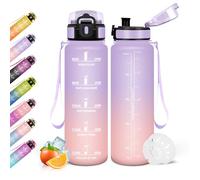 Mulbijeo Water Bottle, 500 ml, Leak-proof with Time Marking, Water Bottle, Motivational & with Filter, Sports Drinking Bottle, Suitable for Carbonated Drinks, for Running, Cycling, Sports Bottle