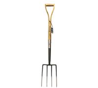 Mulch Carbon Steel Garden Digging Fork Wooden Handle Graphite Grey Finish