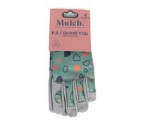 Mulch Suede Gardening Gloves - I Glove You - Grey & Green Pattern - Size 8 Medium