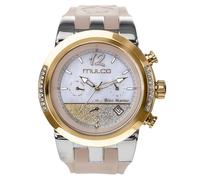 Mulco Blue Marine Women's Multi-Functional Quartz Watch with Stainless Steel and Silicone Strap, Analog Display, Swarovski Tones and Rose Gold Accents Water Resistant, beige, Modern