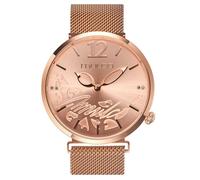 MULCO Couture Iconic Mesh Watch MW3-17219 Quartz Analog Movement Radial Sunray - Texture Color Accent - Mineral Anti Scratching Coating and Water Resistant, ROSE GOLD,