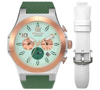 MULCO Titans Watches for Men & Women - Stainless Steel Quartz Watch with Minimalist Analog Display, Mother of Pearl & Crystal Accents, 100m Waterproof + Free Silicone Wristband (Color May Vary), T