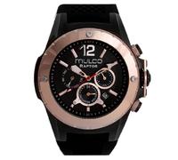 MULCO Watches for Men - Kripton, Silver Stainless Steel Case with Wrist Silicone Band, Quartz Multifunctional Day and Date Movement, Large Face Analog Display - Rose Gold Accents, 100m- Waterproof,