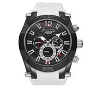 MULCO Watches for Men - Kripton Viper- 46 mm Stainless-Steel Case, Black with Wrist Silicone Band, Quartz Multifunctional Day and Date Movement, Analog Display - Rose Gold Accents, 100m- Waterproof