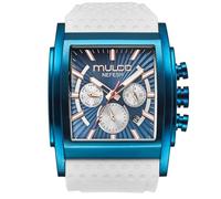 MULCO Watches Kripton Square- 46 mm Stainless-Steel Case, Black with Wrist Silicone Band, Quartz Multifunctional Day and Date Movement, Large Face Analog Display - Rose Gold Accents, 100m- Waterproof