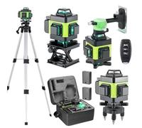 Mulcort 360° Laser Level,16 Line Self Leveling Green Cross Line Laser,Pulse Mode,with 2 Batteries,Remote Controller,Aluminum Base and Tripod,IP54 Waterproof,for Construction and Picture Hanging