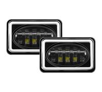 Mulcort 5 Inch LED Headlights 2PCS, Die-cast Aluminum Headlamp with High Low Beam, DRL Turn Signal, Amber Light, for Peterbilt Freightinger Probe Oldsmobi, Rectangle Headlight