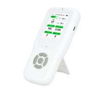 Mulcort Air Quality Monitor Indoor, Handheld Air Quality Detector with Stand, Real-Time Air Meter Test AQI, PM1.0, PM2.5, PM10, CO2, TVOC, HCHO, Temperature and Humidity with Alert -White