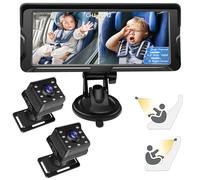 Mulcort Baby Car Monitor with Camera, 6.8 inch 1080P Dual Channel Baby Car Mirror Camera with IR Night Vision Camera and 150° Wide View for Rear Facing