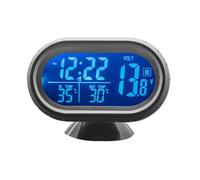 Mulcort Car Clock Thermometer Voltmeter 3 in 1 LCD Digital Monitor Temperature & Vlotage Meter Detecting Gauge 12V for Car Truck SUV RV