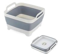 Mulcort Collapsible Dish Washing Up Bowl, Foldable Dish Bowl with Handles and Drain Plug, Portable Sink for Kitchen Sink, Camper Van