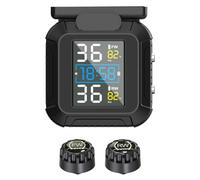 Mulcort Dual Tire Pressure Display Monitor with Solar, USB Charging, Real-time Alarms for Safe Rides,Built-in Battery and External Sensors, Tire Pressure and Temperature Monitoring