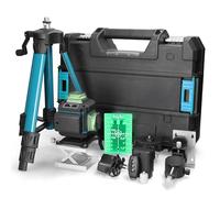 Mulcort Laser Level 4D 16 Lines,3° Self-Leveling Lazer Level with 2x2400mAh Batteries,IP54 Dust and Water Resistant,360° Rotatable Green Crosshair Lazer with Tripod,Remote Control,Laser-Target Plate