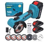 Mulcort Mini Angle Grinder 21V,Brushless Cordless Angle Grinder 19000 RPM with 2PCS 2.0A Battery & 7PCS Cutting Discs,Power Electric Tool for Metal Wood Polishing Rust Removal
