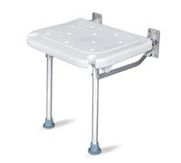 Mulcort Wall Mounted Folding Shower Bench Flip-up Bath Seat Screw-in Bathroom Chair Stool with Non-slip Feet Drainage Holes Shower Head Slot for Elderly Seniors Disabled
