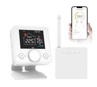 Mulcort WiFi Intelligent Thermostat Weekly Programming Child Lock Temperature Controller for Wall-Hung Boiler Compatible with Alexa and Google Assistant for Voice Control