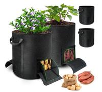 Mulctun 4 Pcs 15 Gallon Potato Bags for Growing Potatoes with Unique Harvest & Visible Windows, Thick Nonwoven Potato Grow Bags with Sturdy Handles，Potato Growing Containers to Grow Vegetables Tomato