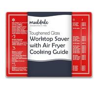 Muldale Red Glass Chopping Board with Air Fryer Conversion - Toughened Non-Slip Worktop Saver - Heat Resistant Cutting Board - Vintage Red Design
