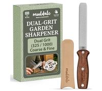 Muldale Secateurs Sharpener - Titanium Grit Dual Sided - Garden Tool Sharpening Stone for Shears, Hedge Trimmer, Lawnmower and Axe - Leather Strop