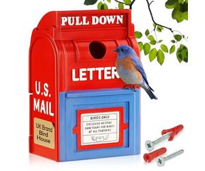 Muldale US Postbox Birdhouse - Traditional American Letter Box Robin Nesting Box - Bird Boxes - UV Resistant Resin Nest House