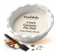 Muldale White Ceramic Pie Dish 23cm Fluted - 9 Inch Apple Crumble Pie Pan for Baking - Round Flan Dishes for the Oven