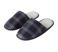 MULE SLIPPERS Charcoal UK 11/12 Fleece-Lined Check Print Indoor Slip-On Warm XL