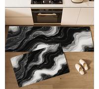 MULERN 2 Pieces Kitchen Rug Non Slip Washable Floor Mat, Abstract Fluid Marble Vortex Kitchen Mat Sets For Hallway, Dining Room Entryway Home Decoration, 40x60cm+40x120cm