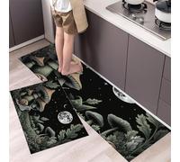 MULERN 2 Pieces Kitchen Rug Non Slip Washable Floor Mat, Fantasy Full Moon Mushrooms Forest Kitchen Mat Sets For Hallway, Dining Room Entryway Home Decoration, 43x75cm+43x150cm