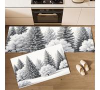 MULERN 2 Pieces Kitchen Rug Non Slip Washable Floor Mat, Landscape Art Snow Ground Pine Forest Kitchen Mat Sets For Hallway, Dining Room Entryway Home Decoration, 40x60cm+40x120cm
