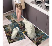 MULERN 2 Pieces Kitchen Rug Non Slip Washable Floor Mat, Landscape Vegetation Egrets Kitchen Mat Sets For Hallway, Dining Room Entryway Home Decoration, 43x75cm+43x150cm
