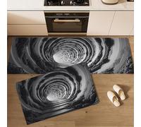 MULERN 2 Pieces Kitchen Rug Non Slip Washable Floor Mat, Mystery Illusion Spiral Tunnel Kitchen Mat Sets For Hallway, Dining Room Entryway Home Decoration, 40x60cm+40x120cm