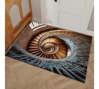 MULERN 60x90cm Washable Door Mat Rug, Retro Architecture Brown Doormat Indoor Entrance Thin Rugs, Spiral Staircase Print Non Slip Carpet for Kitchen Bathroom Bedroom Living Room