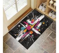 MULERN 90x150cm Washable Door Mat Rug, Graffiti Lines Art Mixed Colors Doormat Indoor Entrance Thin Rugs, Abstract Shapes Print Non Slip Carpet for Kitchen Bathroom Bedroom Living Room